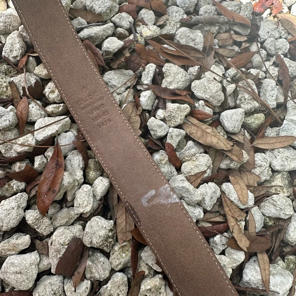 GG Gucci Emblematic Marmont Brown Leather Belt Silver Buckle L - Picture 11 of 15